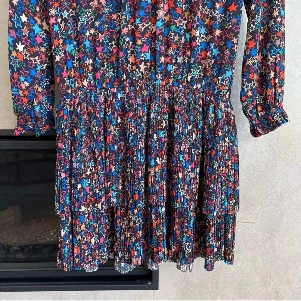 Anthropologie Current Air Aurelie Pleated Mini Dress Star Print Galaxy, Size M - Picture 10 of 10